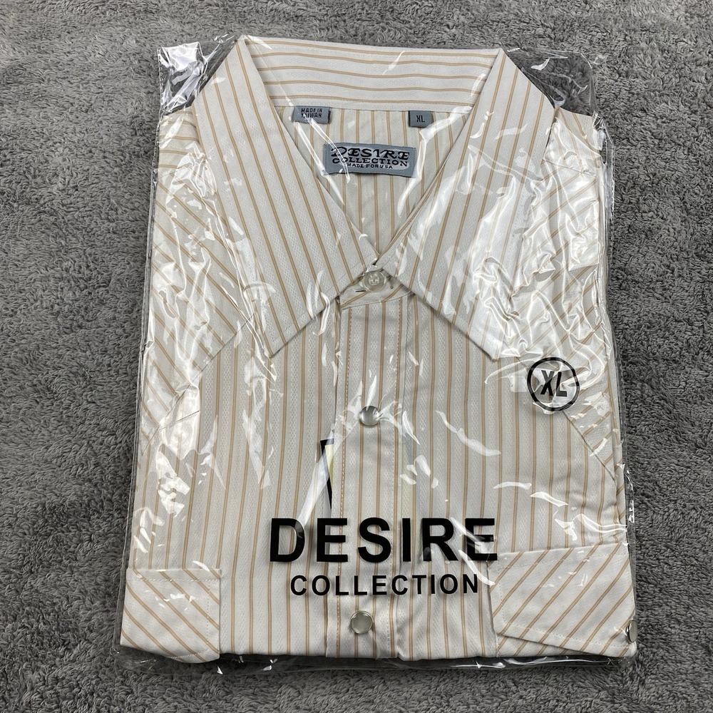 Desire Collection Long‎ Sleeve Dress Shirt Mens XL White Orange Stripes NWT